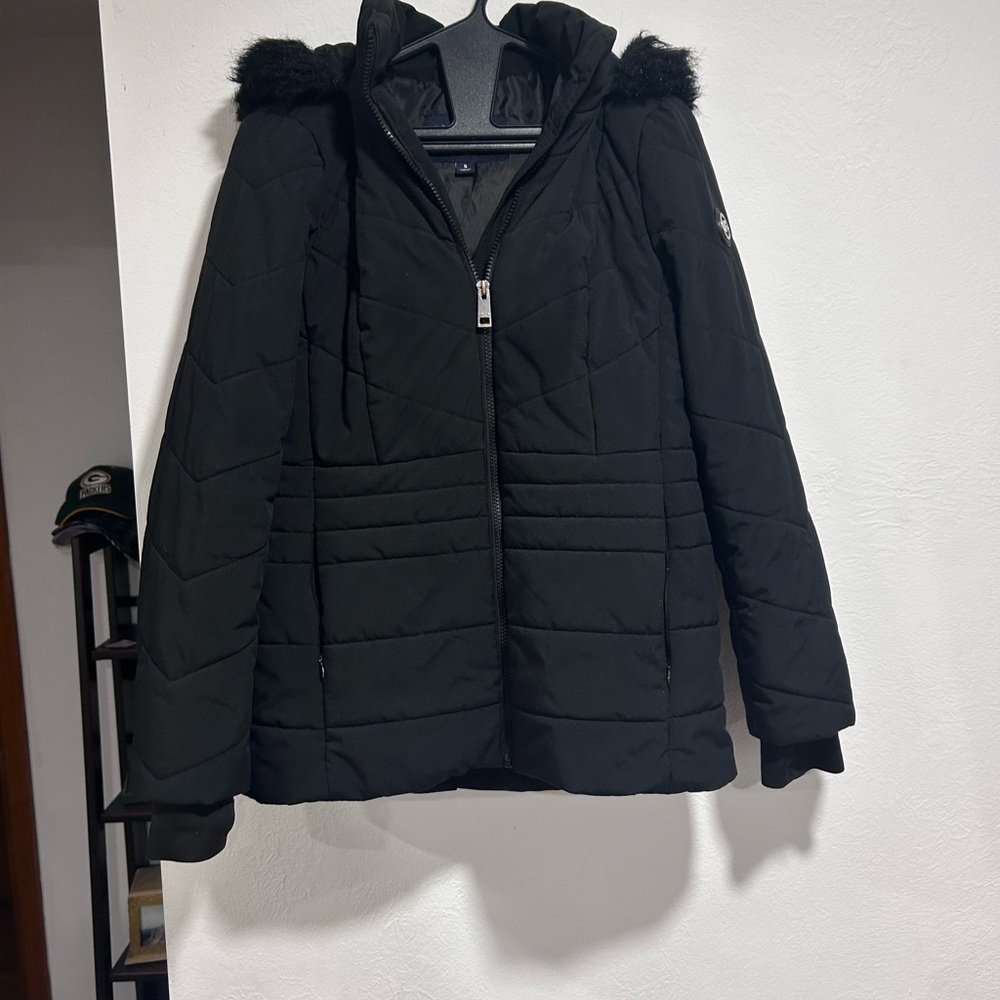London Fog Black Women's Puffer Jacket with Hood